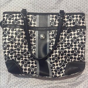 Coach Black and White Patterned Tote